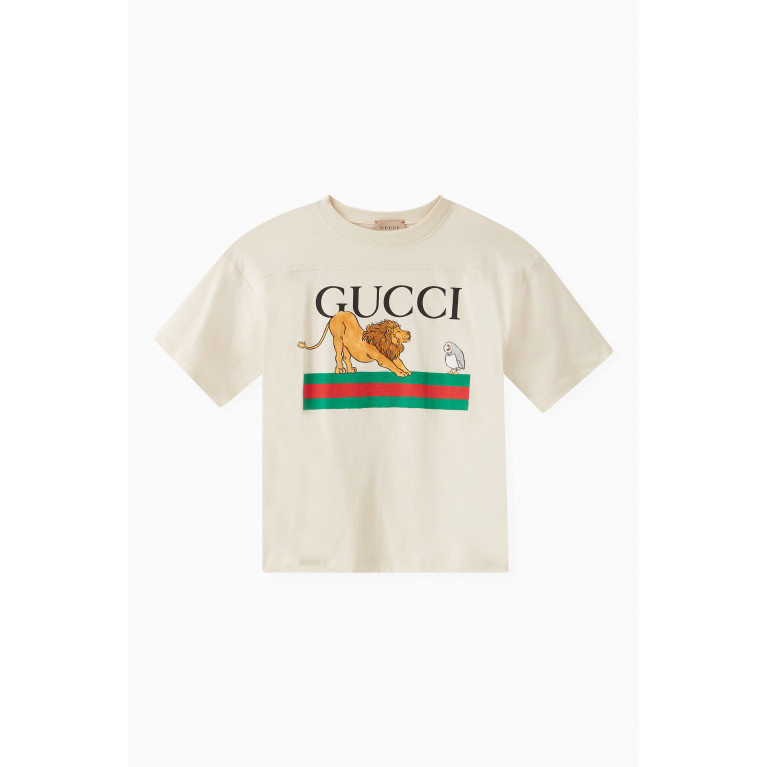 Gucci - Oversized Logo Print T-Shirt in Cotton Neutral
