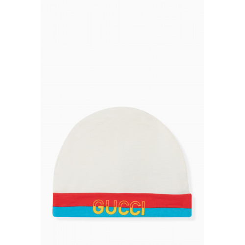 Gucci - Logo Beanie in Cotton White