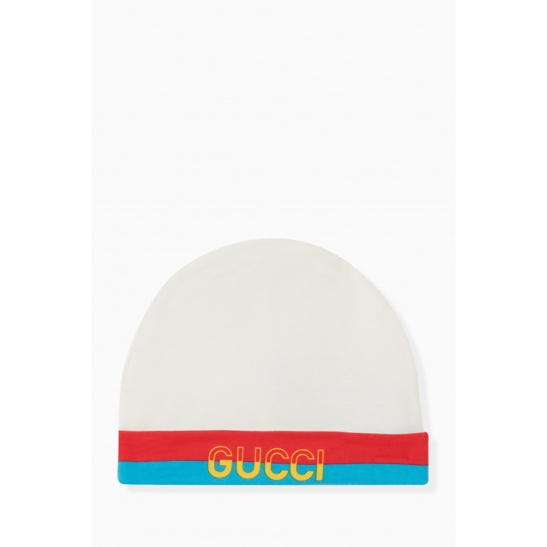 Gucci - Logo Beanie in Cotton White