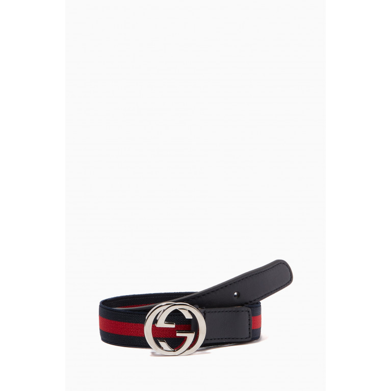 Gucci - Striped 'GG' Logo Web Belt
