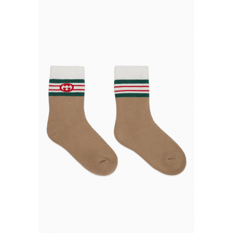 Gucci - Logo Socks in Cotton-blend Brown