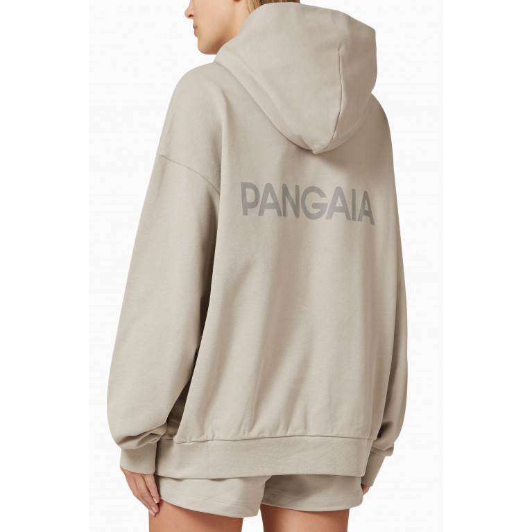 Pangaia - 365 Logo Print Hoodie in Organic Cotton STONE