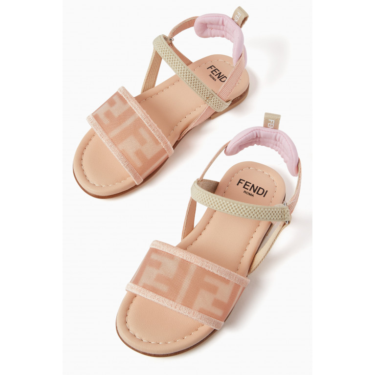 Fendi - Logo Mesh Sandals in Fabric