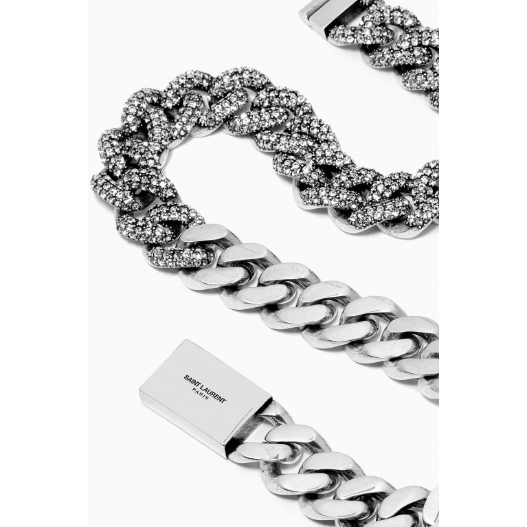 Saint Laurent - Rhinestone Thick Curb Chain Bracelet in Metal
