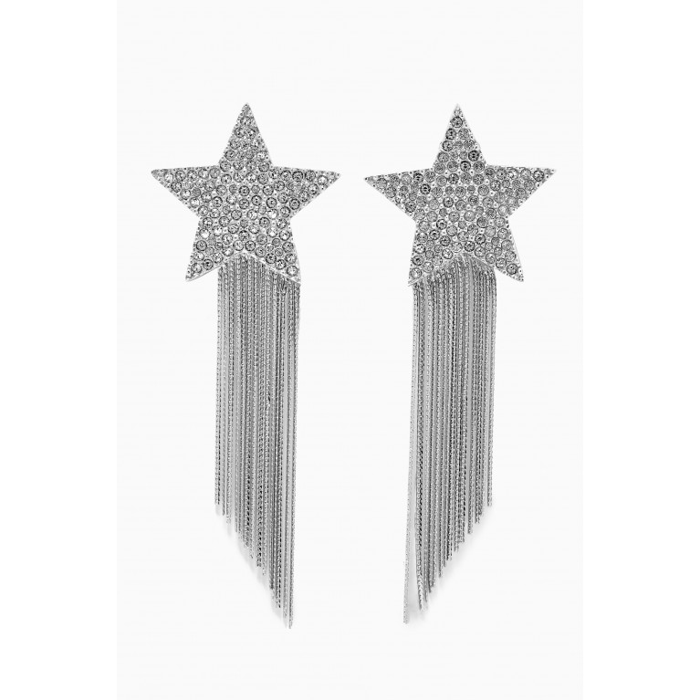 Saint Laurent - Star Rhinestone Chain Earrings in Metal