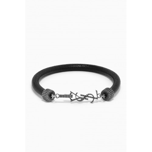 Saint Laurent - Opyum Bracelet in Crinkled Leather & Metal