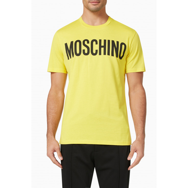 Moschino - Logo T-shirt in Organic Cotton Jersey Yellow
