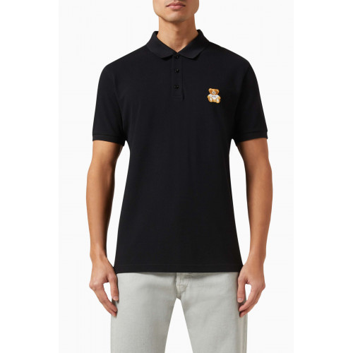 Moschino - Teddy Polo Shirt in Cotton Piqué Black