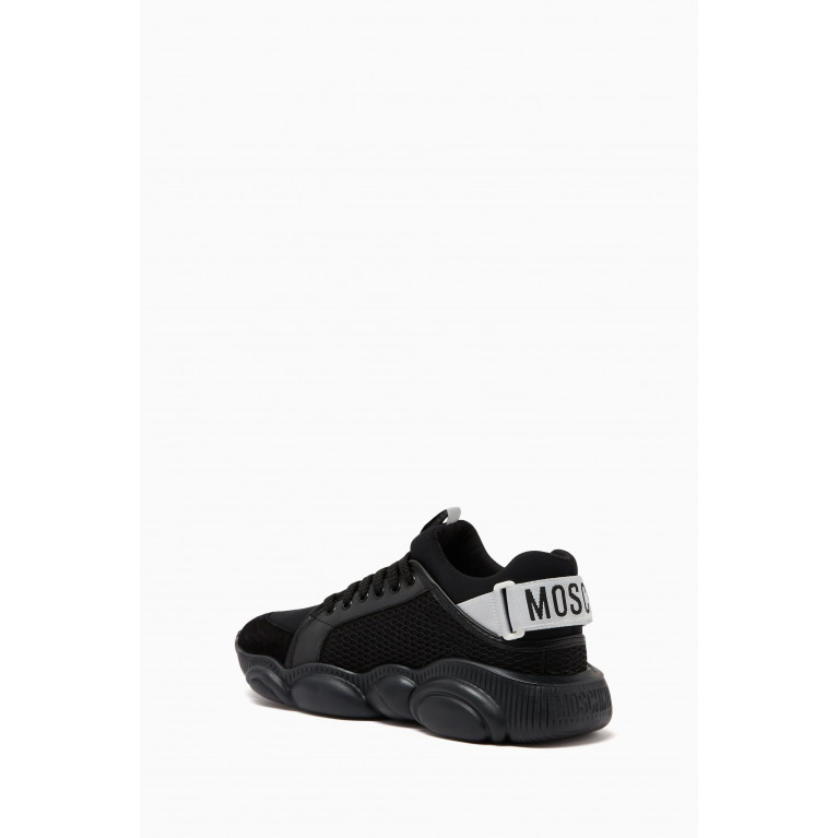 Moschino - Teddy Sneakers in Mesh and Leather Black