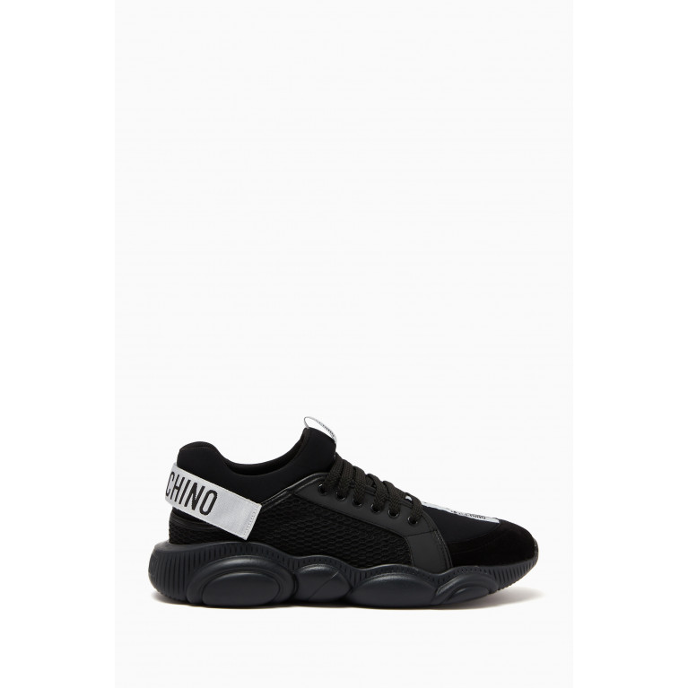 Moschino - Teddy Sneakers in Mesh and Leather Black