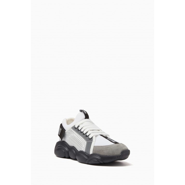 Moschino - Teddy Sneakers in Mesh and Leather Grey