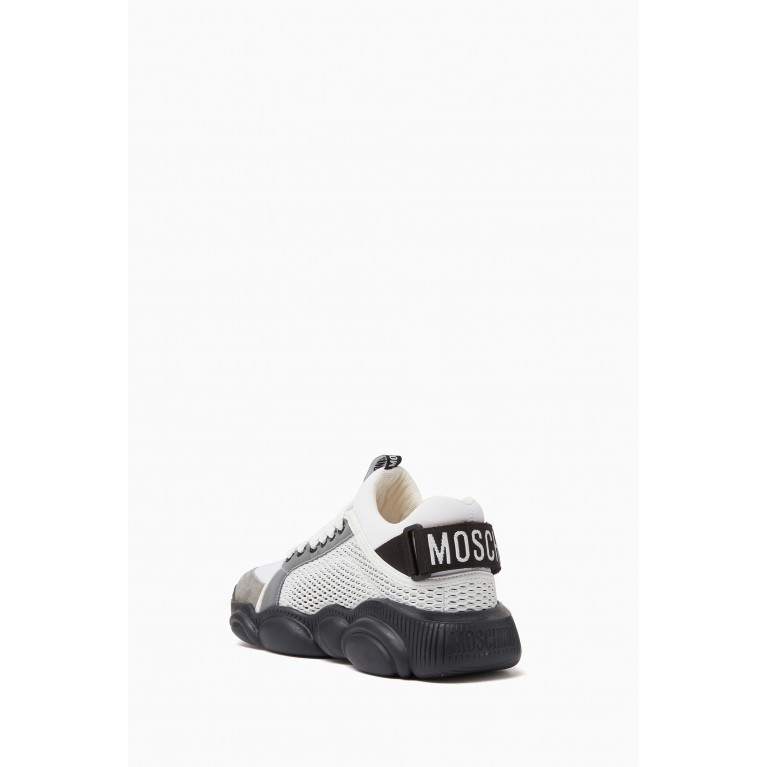 Moschino - Teddy Sneakers in Mesh and Leather Grey