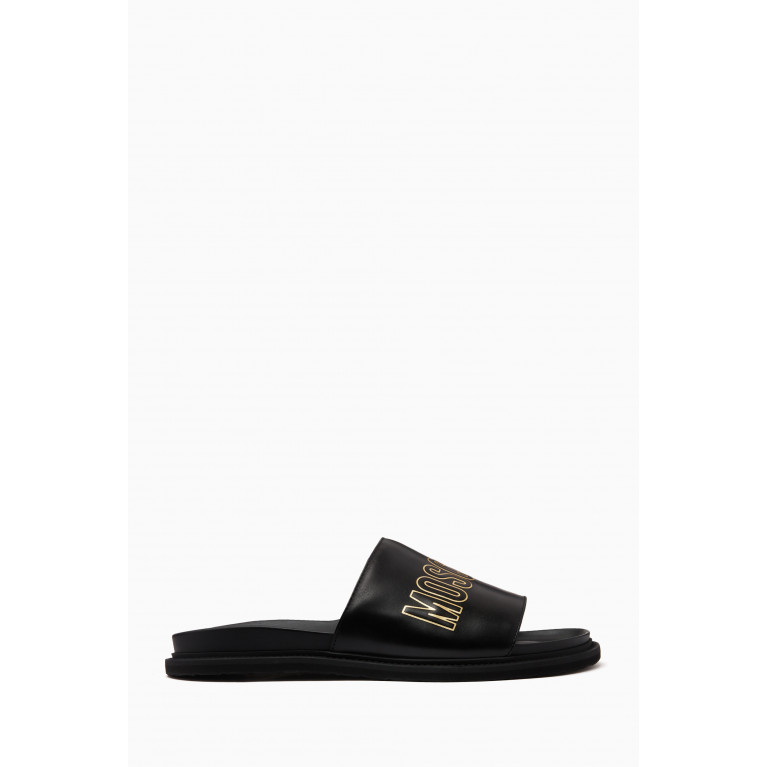 Moschino - Logo Slides in Leather