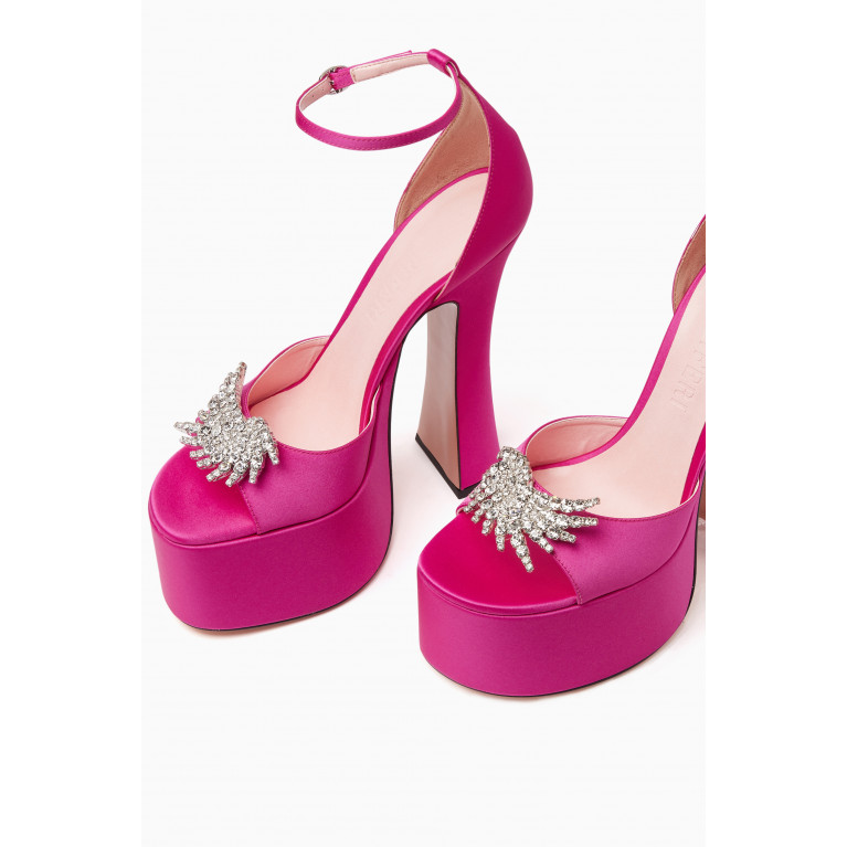Piferi - Rosalia 165 Platform Heel Sandals In Satin Pink