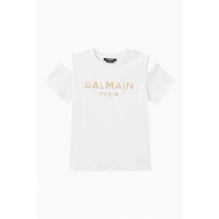Balmain - Cold-Shoulder Logo Print T-shirt