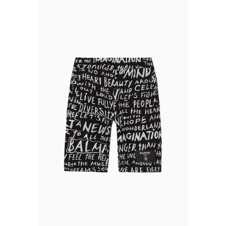 Balmain - All-over Print Shorts in Cotton Black