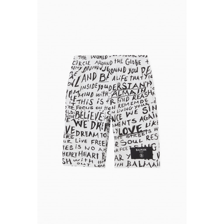 Balmain - Balmain - All-over Print Shorts in Cotton White