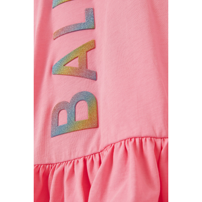 Balmain - Logo Print T-shirt Dress in Cotton Pink
