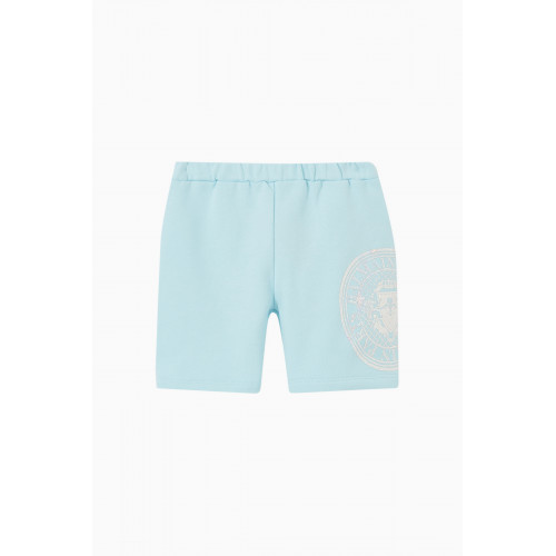 Balmain - Logo Print Shorts in Cotton Blue