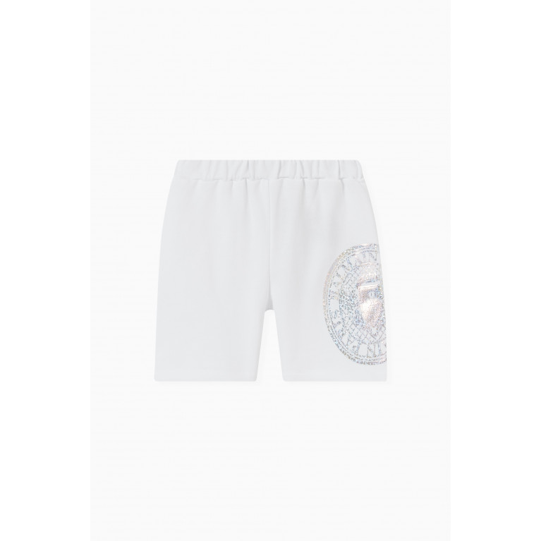 Balmain - Logo Print Shorts in Cotton White
