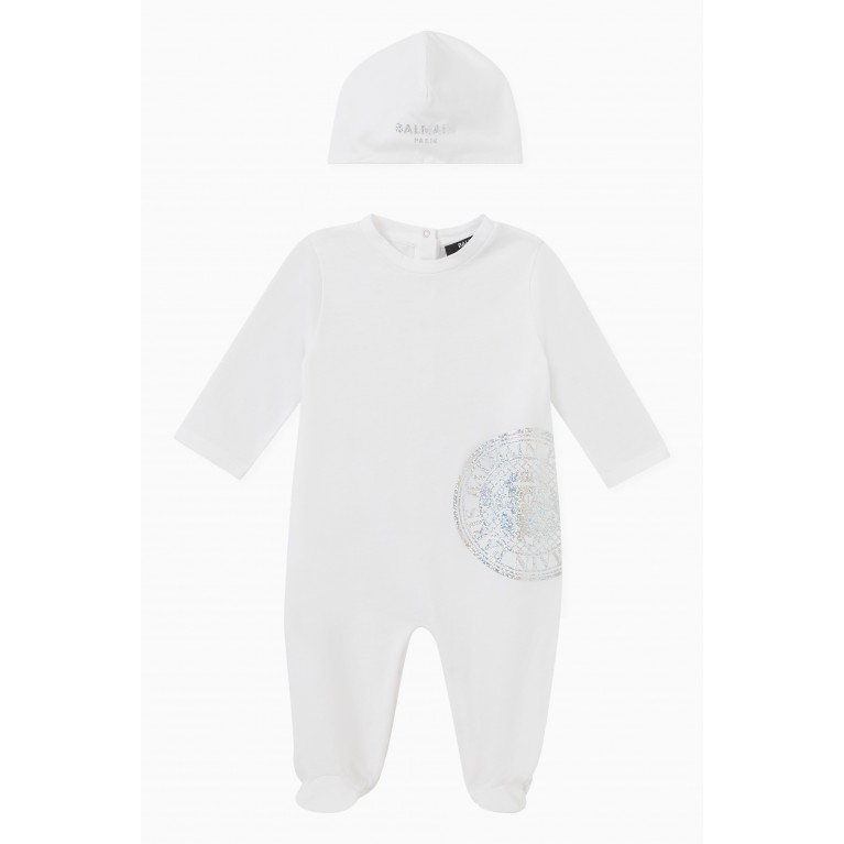 Balmain - Sleepsuit and Hat, Set of Two White