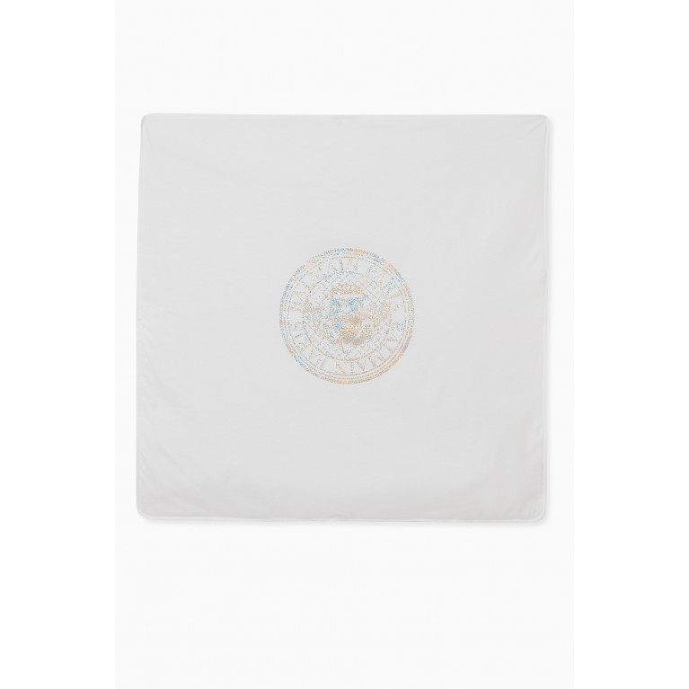 Balmain - Metallic Logo Print Blanket in Cotton