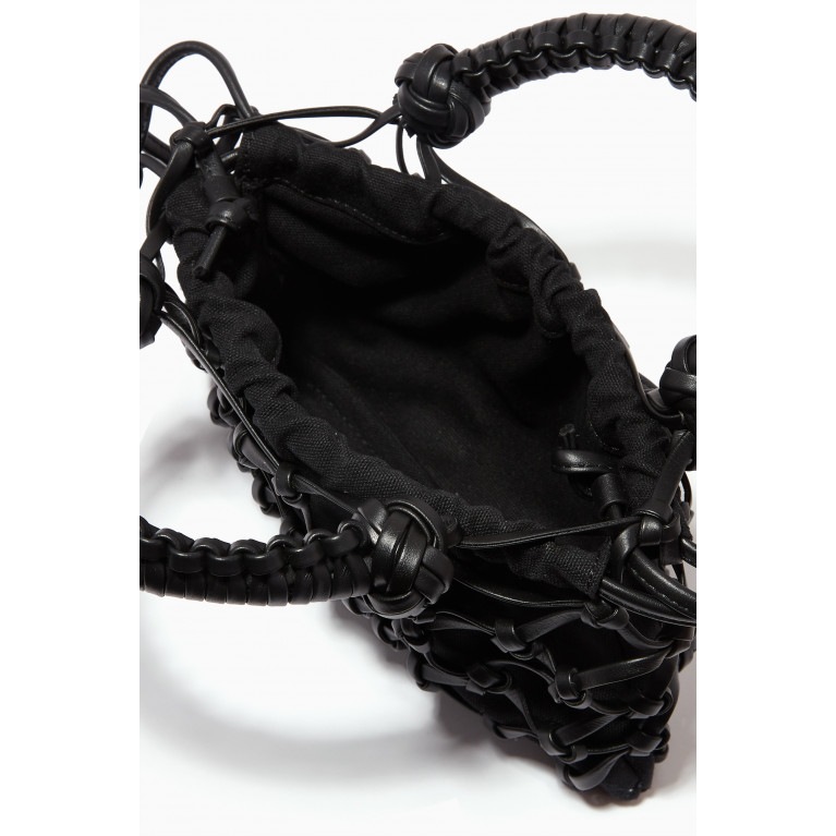 Studio Amelia - Trellis Mini Tote Bag in Knotted Lambskin Black