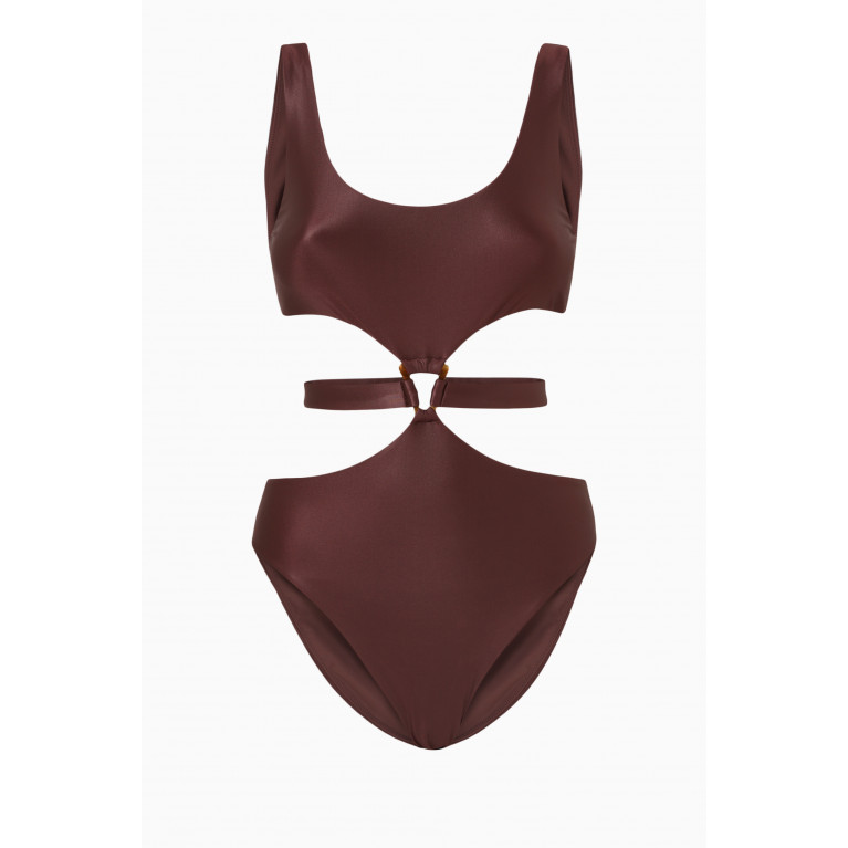 Simkhai - Emelia Cut-out One-piece Swimsuit in Coated Satin