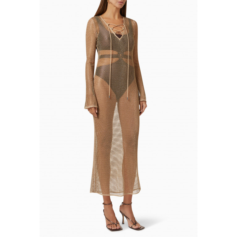 Simkhai - Tate Cover-up Maxi Dress in Crystal Mesh