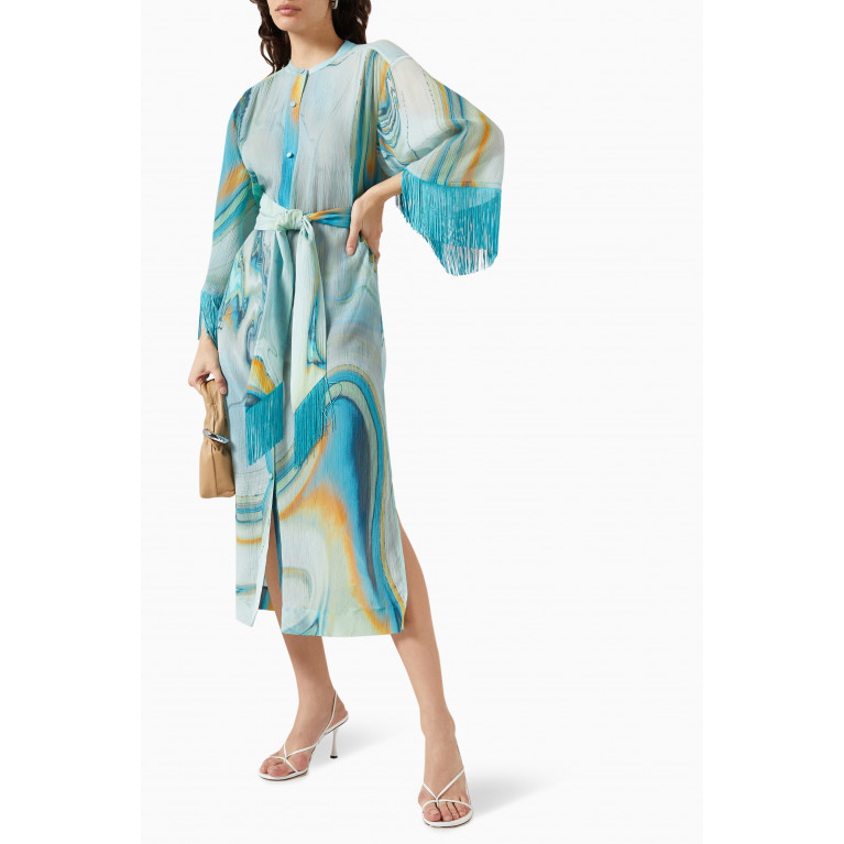 Simkhai - Odelia Marble Print Cover Up in Cotton-Silk Blend