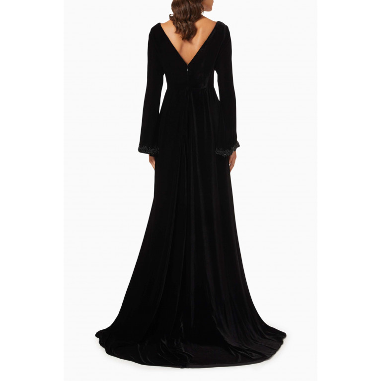 Tha Seen - Low-back Embellished Gown in Velvet