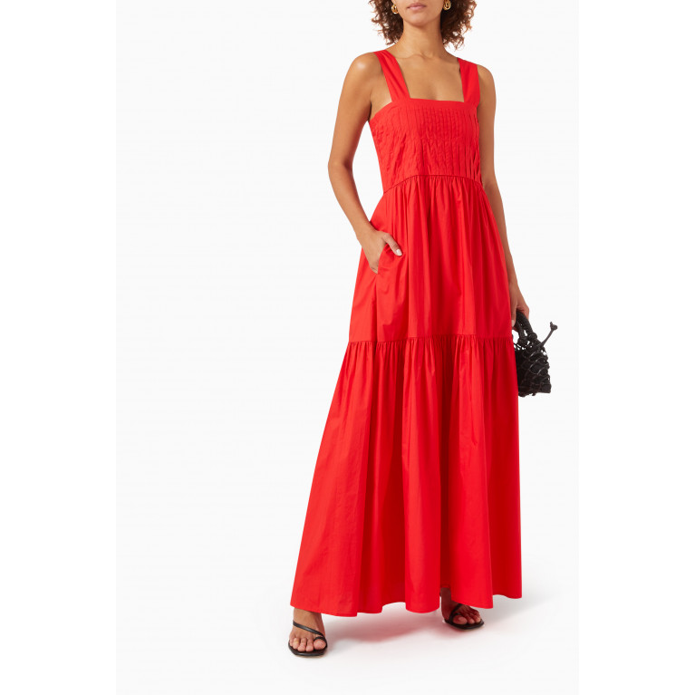 Bird & Knoll - Penelope Maxi Dress in Cotton-voile Red