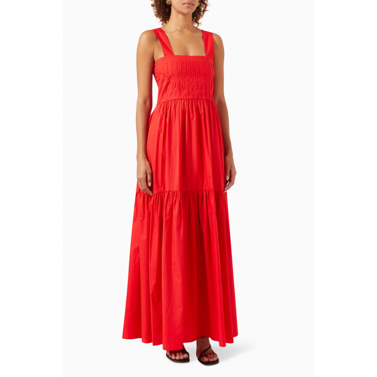 Bird & Knoll - Penelope Maxi Dress in Cotton-voile Red