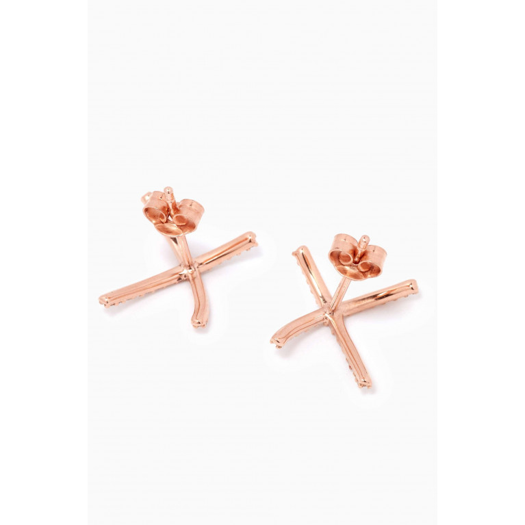The Alkemistry - Diamond Cross Over Hoop Earrings in 18kt Rose Gold