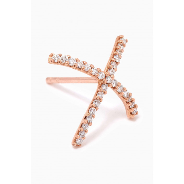 The Alkemistry - Diamond Cross Over Hoop Earrings in 18kt Rose Gold