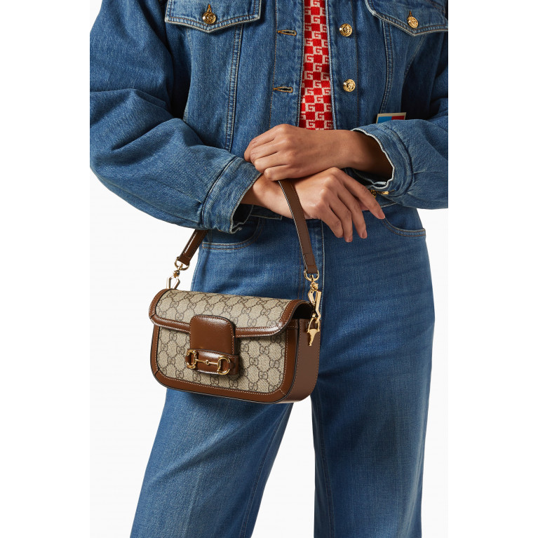 Gucci - Small 1955 Horsebit Shoulder Bag in Supreme Canvas
