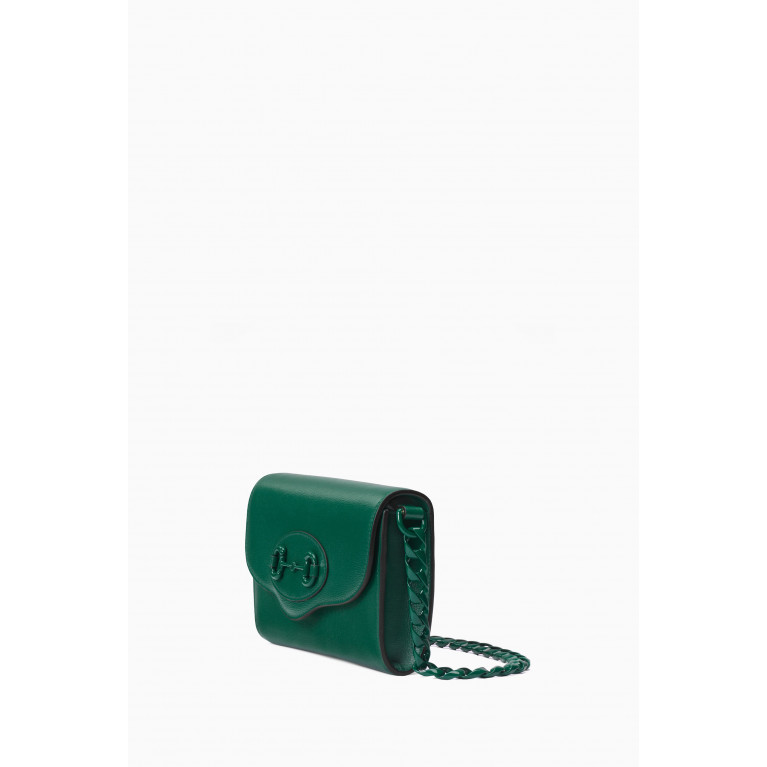 Gucci - Small Gucci 1955 Horsebit Crossbody Bag in Leather Green