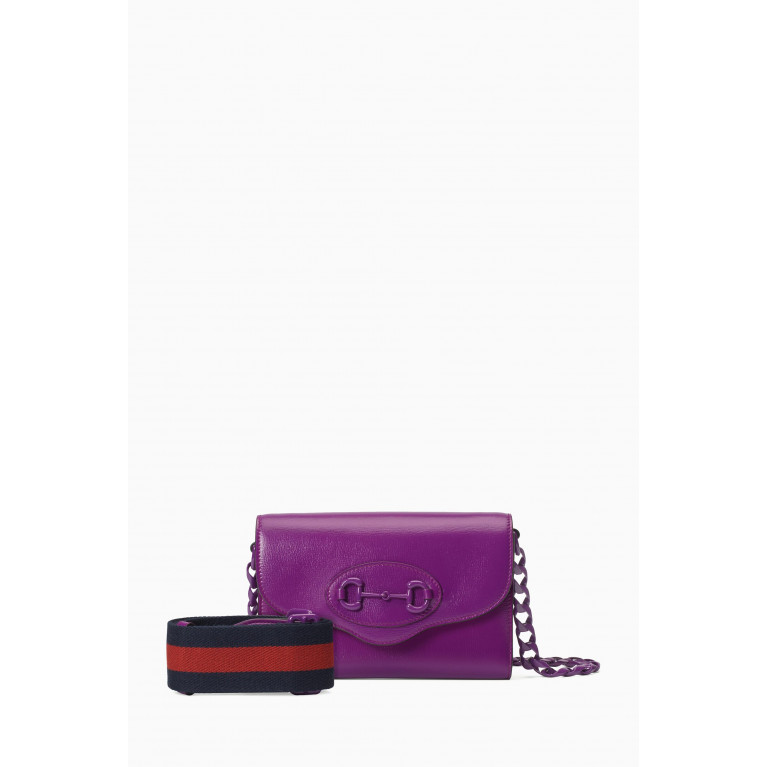 Gucci - Small Gucci 1955 Horsebit Crossbody Bag in Leather Purple