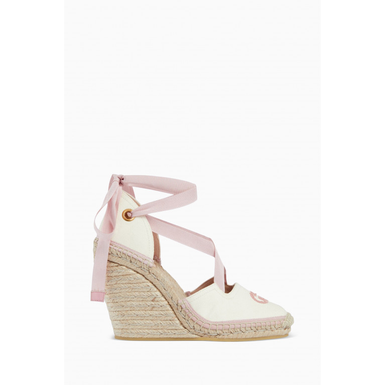 Gucci - Judit 95 Wedge Espadrilles with Ribbon Tie in Canvas