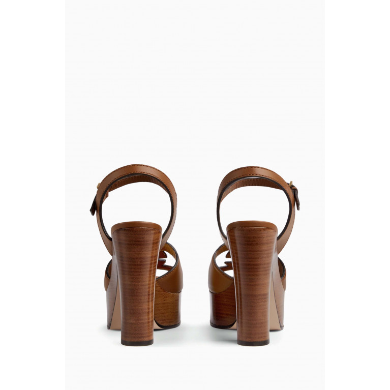 Gucci - Interlocking GG 120 Platform Sandals in Leather Brown