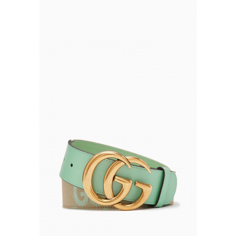 Gucci - Marmont GG Wide Belt in Supreme Canvas & Leather Blue