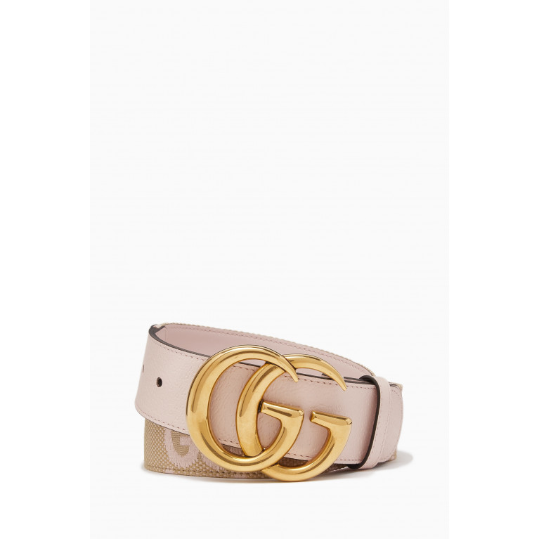 Gucci - Marmont GG Wide Belt in Supreme Canvas & Leather Pink