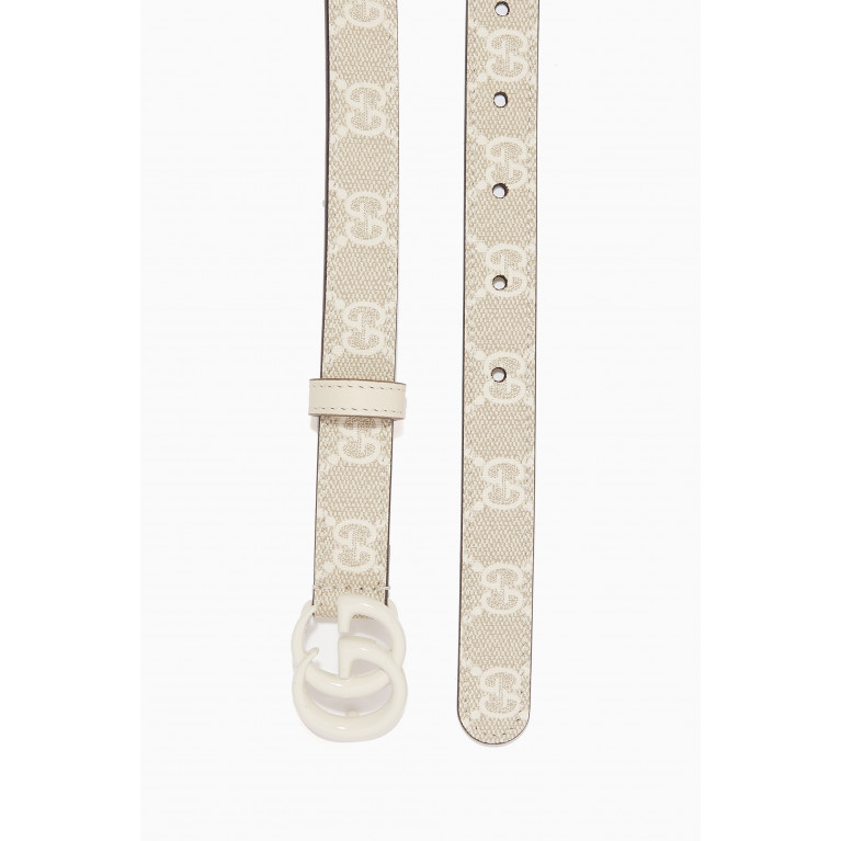Gucci - GG Supreme Marmont Thin Belt in Coated-canvas White