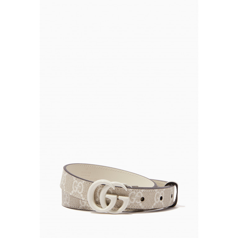 Gucci - GG Supreme Marmont Thin Belt in Coated-canvas White