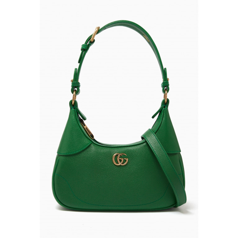 Gucci - Small Aphrodite Shoulder Bag in Leather Green