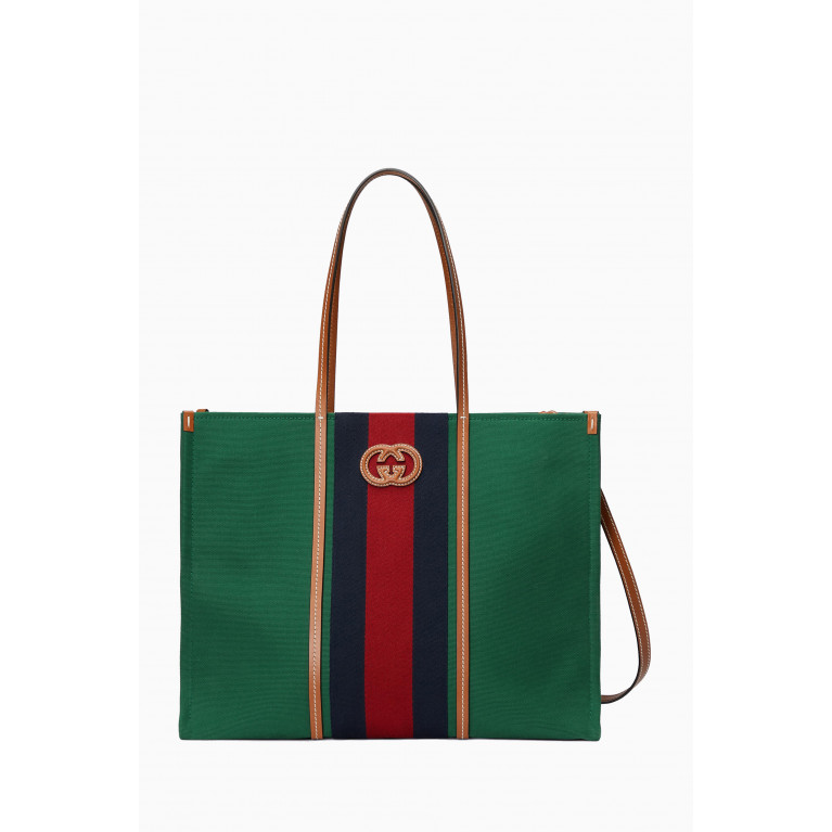 Gucci - Large Interlocking G Tote Bag in Canvas & Leather