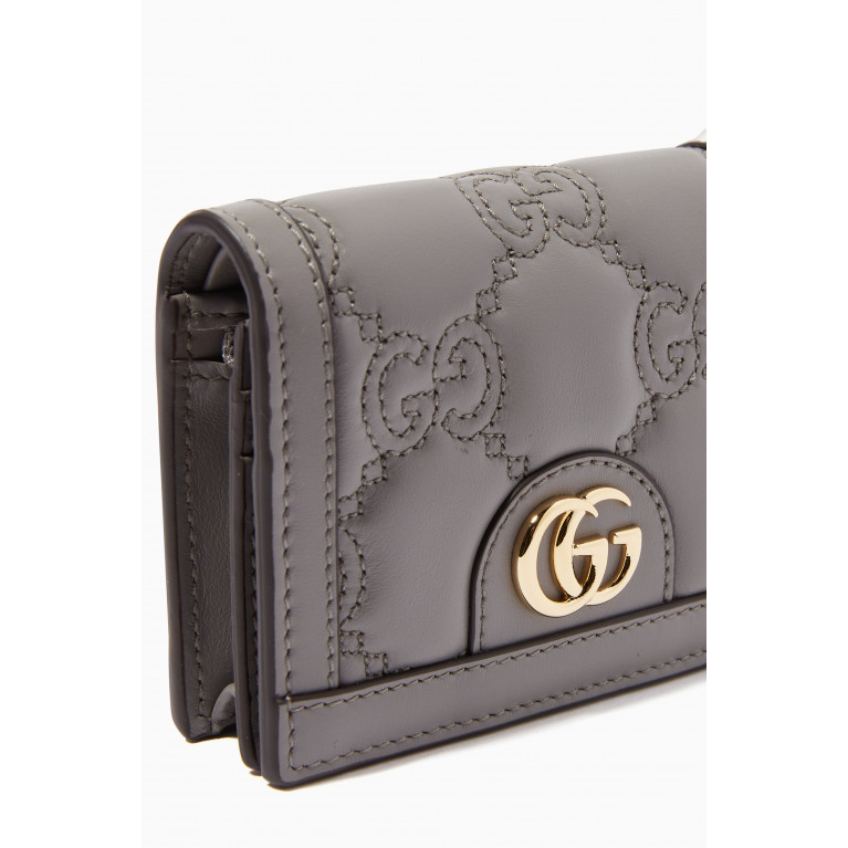 Gucci - GG Matelassé Card Case Wallet in Leather Grey
