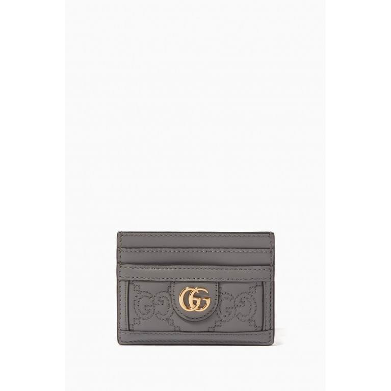 Gucci - GG Matelassé Card Case in Leather Grey