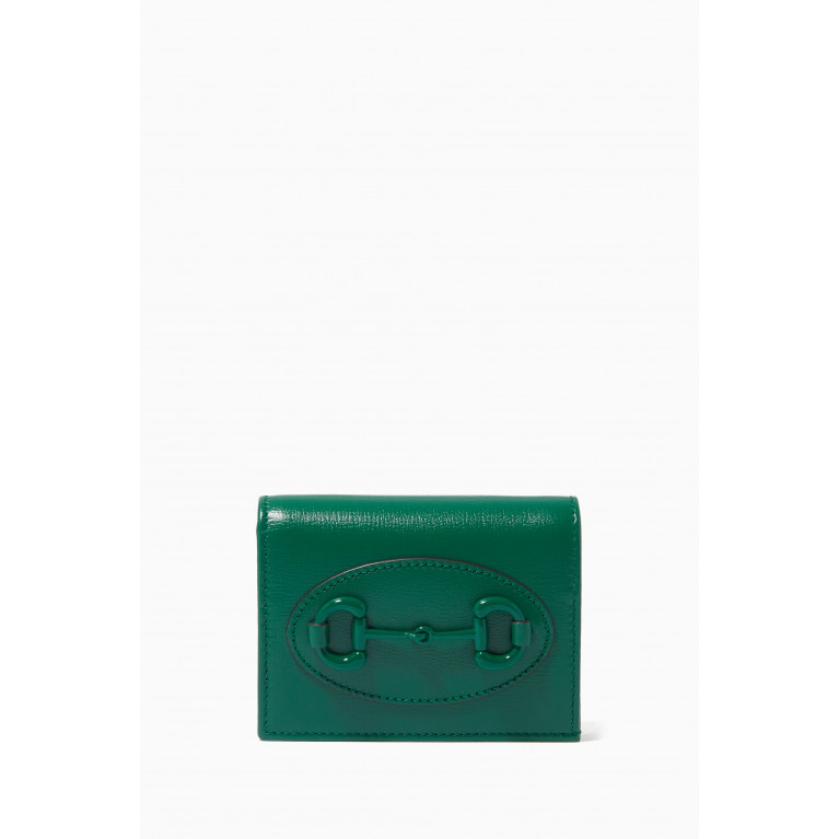 Gucci - GG Horsebit 1955 Card Case Wallet in Leather Green