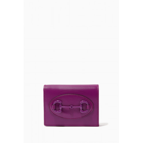 Gucci - GG Horsebit 1955 Card Case Wallet in Leather Purple